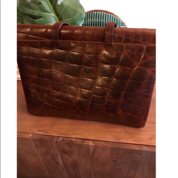 Furla Leather Moc Croc Briefcase / Laptop Case - Picture 12 of 12